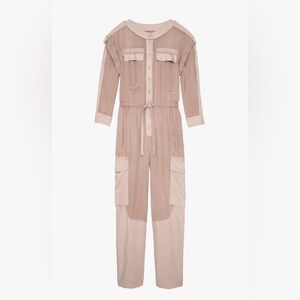 ZARA surplice designer jumpsuit in buff pink